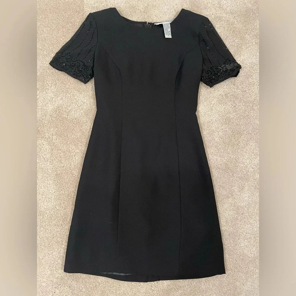 Vintage Black Beaded Dress - Picture 1 of 9